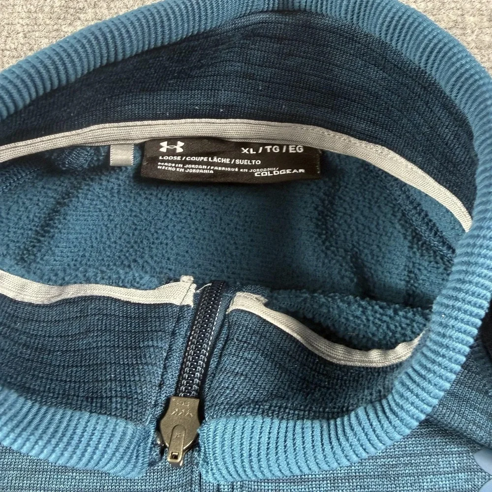 Under Armour ColdGear Pullover Mens‎ XL Blue 1/4 Zip UA Storm Fleece Thermal